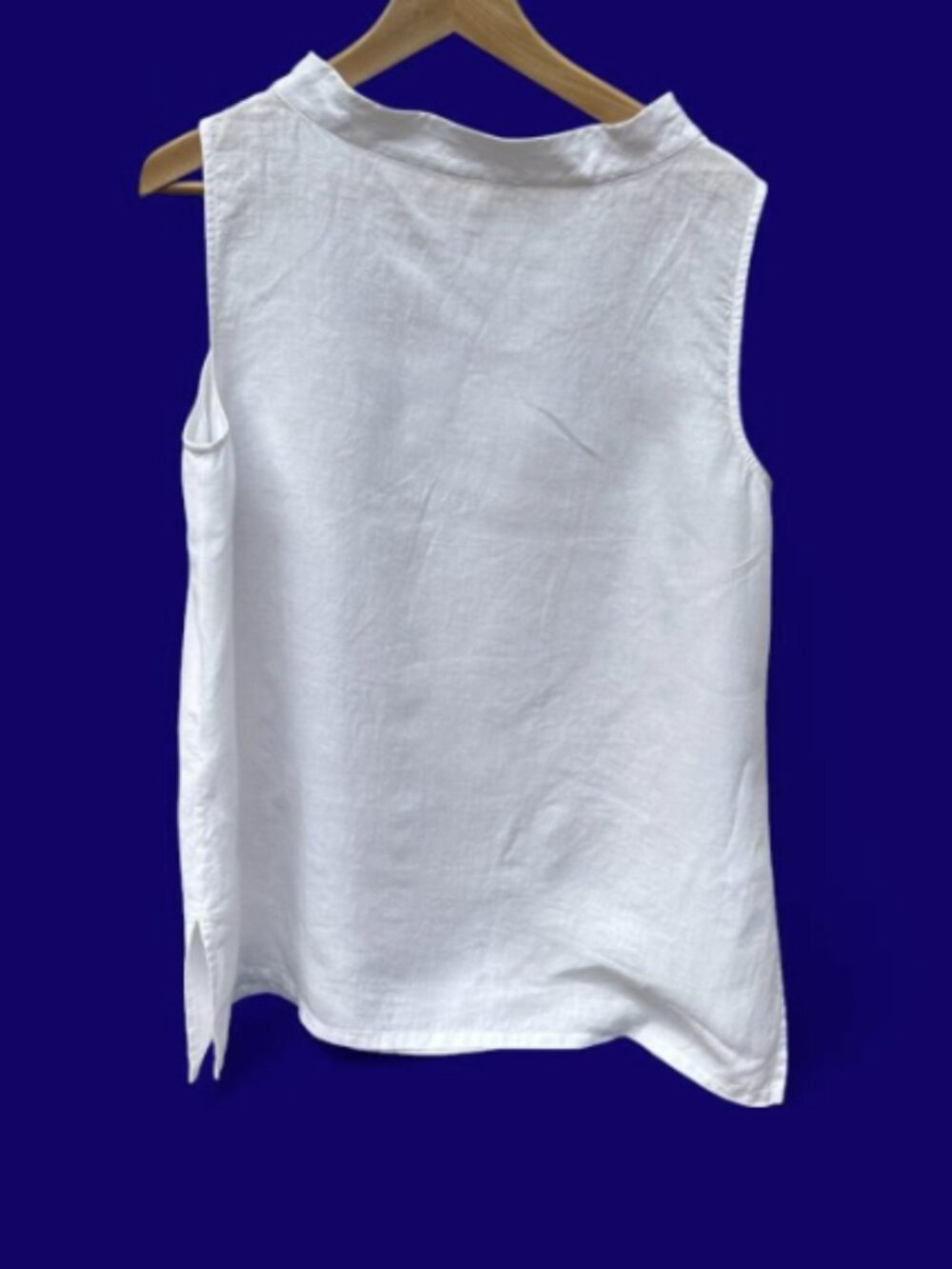 Eileen Fisher Linen Sleeveless Funnel Nk Blouse Size L - Picture 2 of 4